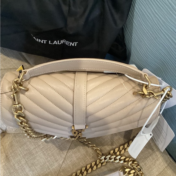 SOLD ***Saint Laurent Medium College Handbag in Dark Beige ** Tags attached! - Picture 10 of 16